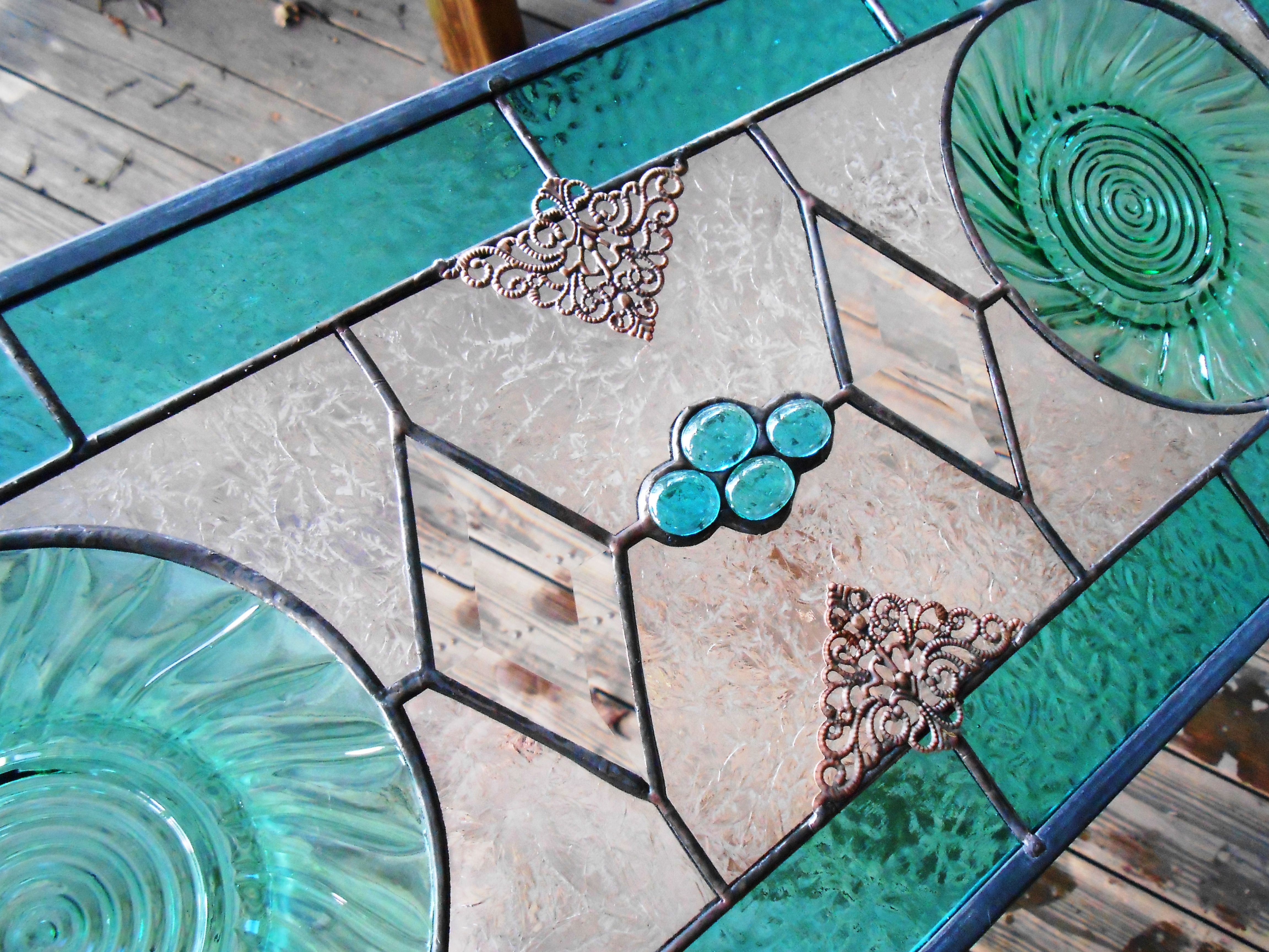 Hand Crafted Stained Glass Transom Window, Antique