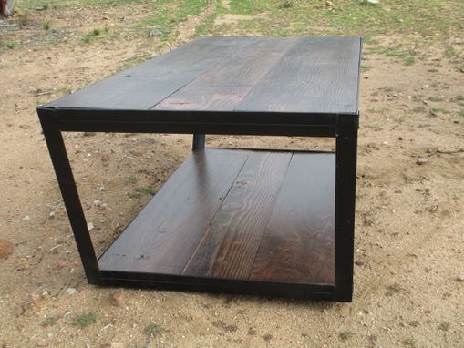 Custom Made Modern Steel And Wood Coffee Table