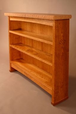 Custom Made Cherry Bookcase, Hand-Scooped With Sandstone Top