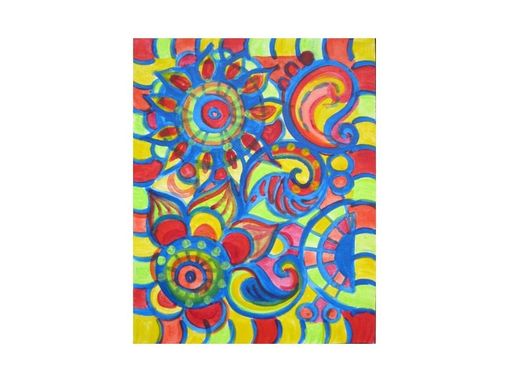 Custom Made Paisley Painting Original Abstract 8"X10" Blue Red Green Yellow Abstract Painting