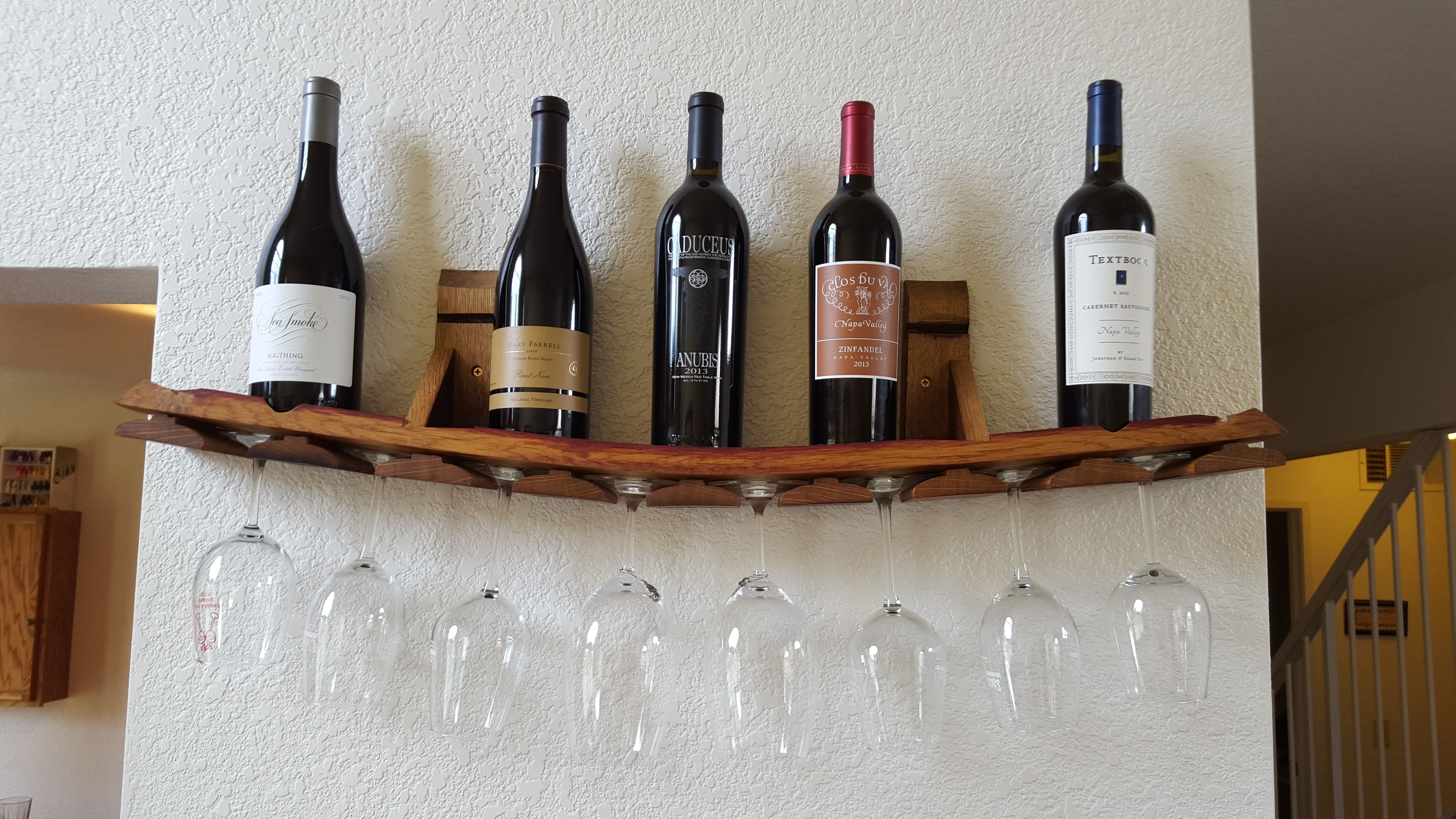 Buy Custom Wine Barrel Wall Hanging Wine Glass Rack, made to order from