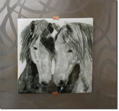 Custom Made Horse Harmony Fused Glass Wall Art