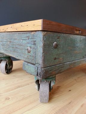 Custom Made Industrial Blue Cart Coffee Table
