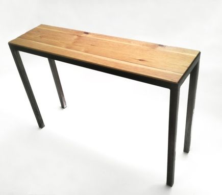 Custom Made Sofa Table Reclaimed Wood Steel Base