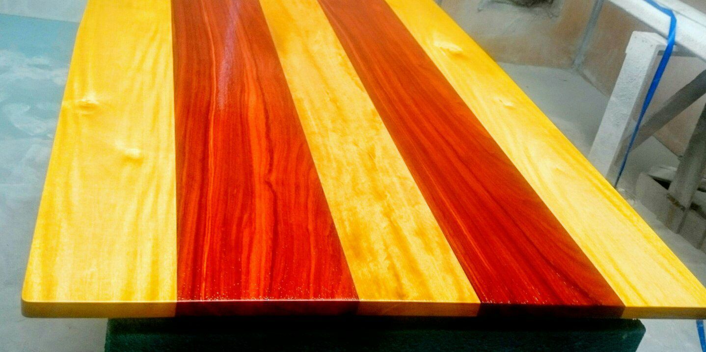 Buy Handmade Solid Padauk And Yellow Heart Wood Dining Table With Metal