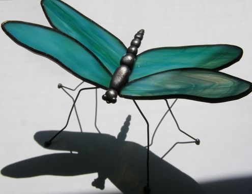 Custom Made Stained Glass Dragonfly- Freestanding