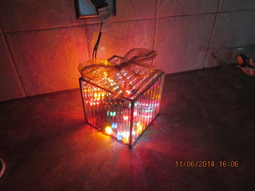 Custom Made Textured Glass Cube With Lights