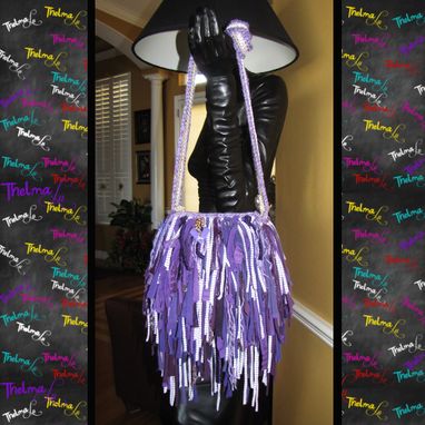 Custom Made Purple And White Handbag,Striped Fringe Purse,Fringe Handbag,Hippie,Boho,Funky,Tote,Purse,Handbag