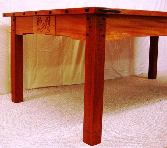 Custom Arts And Crafts Greene And Greene Carved Dining Table By
