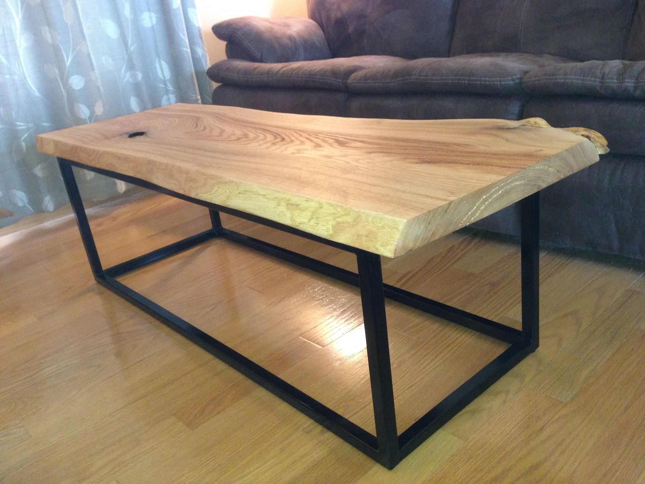 Hand Crafted Live Edge Coffee Table With Custom Metal Base. by Saga ...