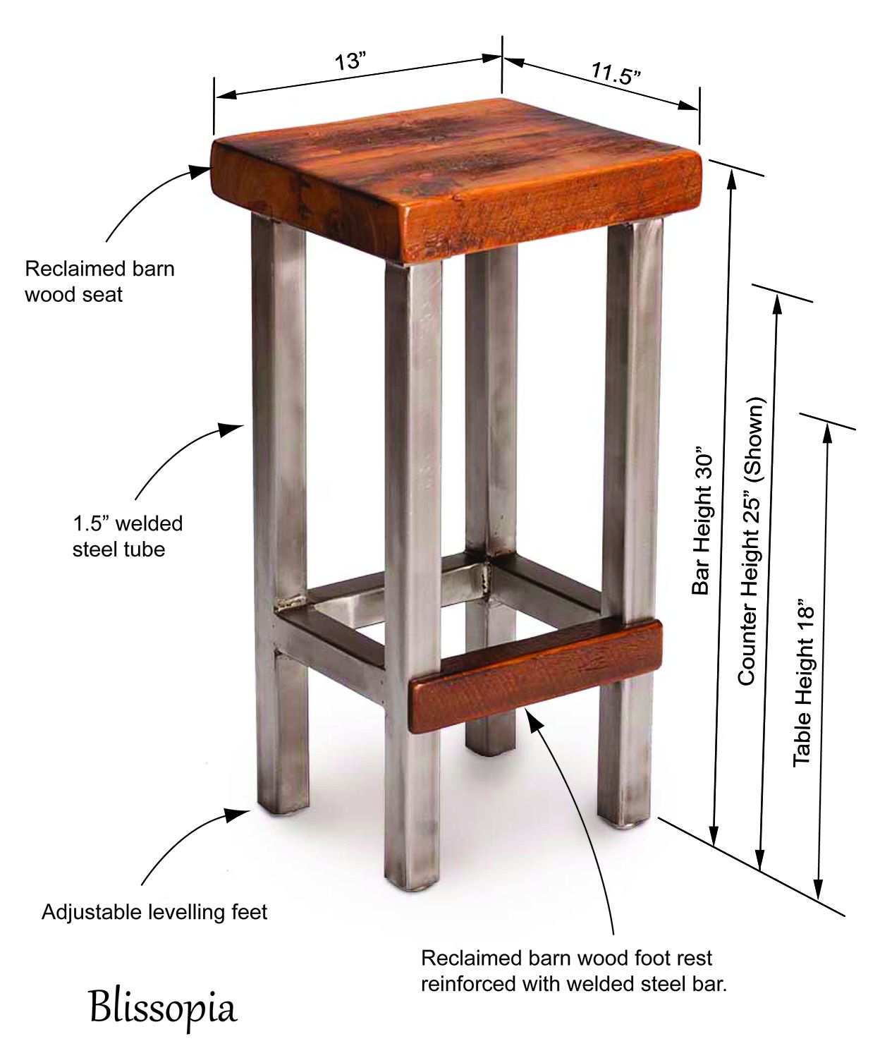 Buy Hand Crafted Industrial Bar Stool Counter Stool Island Stool