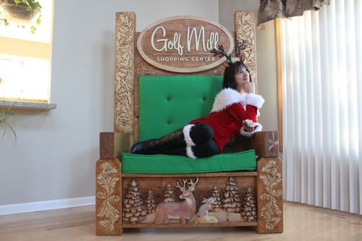 Custom Made Custom Carved Santa Chair, Custom Wood Santa Chair