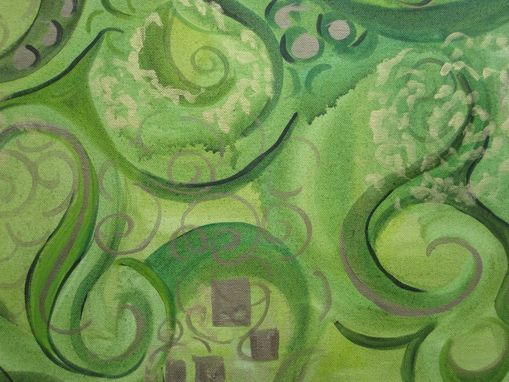 Custom Made 25% Off Sale-Abstract Paisley Painting Original- 36"X36" Greens Bronze Gold Brocade Painting