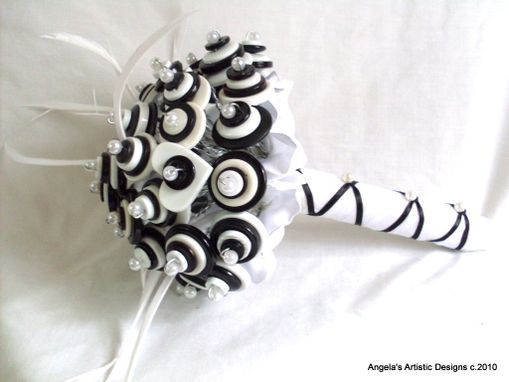 Custom Made Tuxedo Black And White Buttons Bridal Bouquet