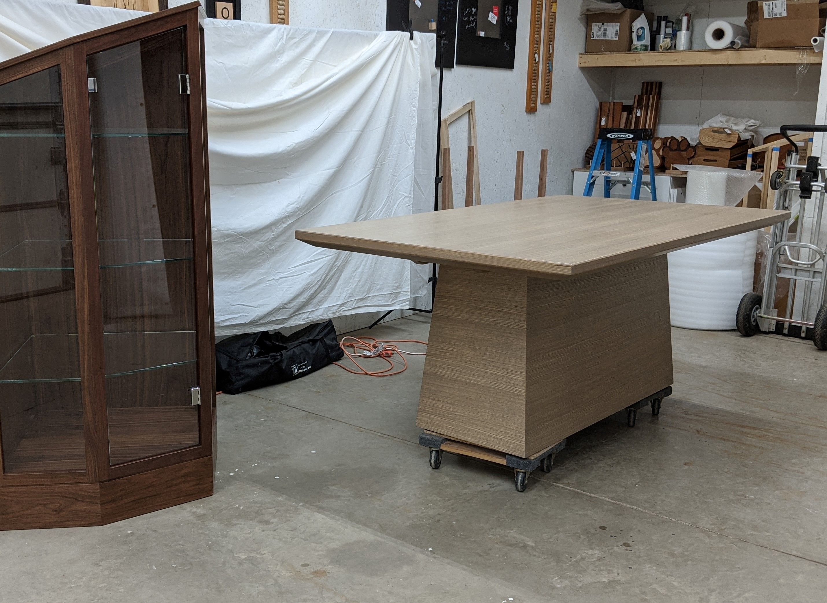 Hand Crafted Modern White Oak Dining Table by Glessboards