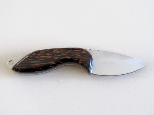 Custom Made Skinner Knife - Black Palm Wood Handle - Stainless Steel Blade - Black Leather Sheath