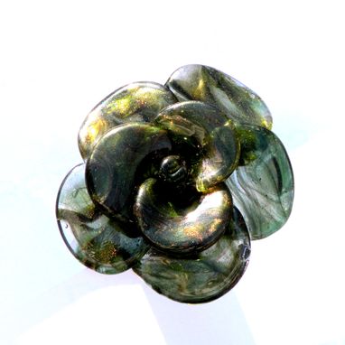 Custom Made Wine Bottle Stopper Glass Rose Green, Hand Blown Rose, Lampwork Sra Rose, Flower Stainless Steel