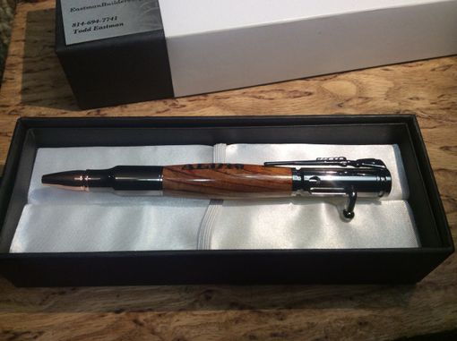 Custom Made Bolt Action Pen In Gun Metal And Cocobolo With Engraving