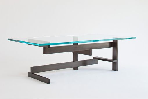 Custom Made Modern Metal And Glass Coffee Table