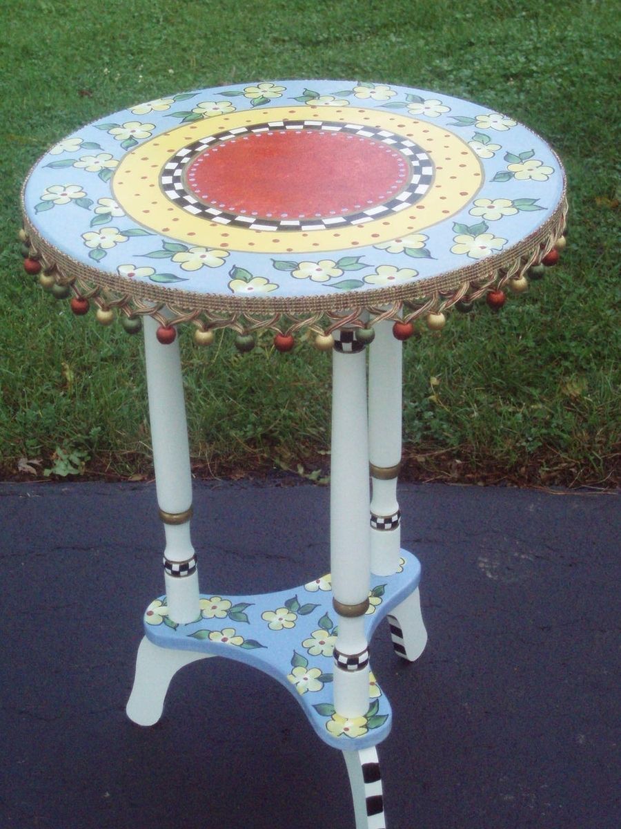 Custom Hand Painted Accent Table by Michele Sprague Design