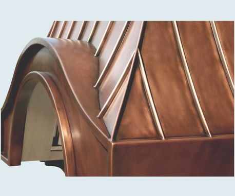 Custom Made Copper Range Hood With Corbels & Angled Filters