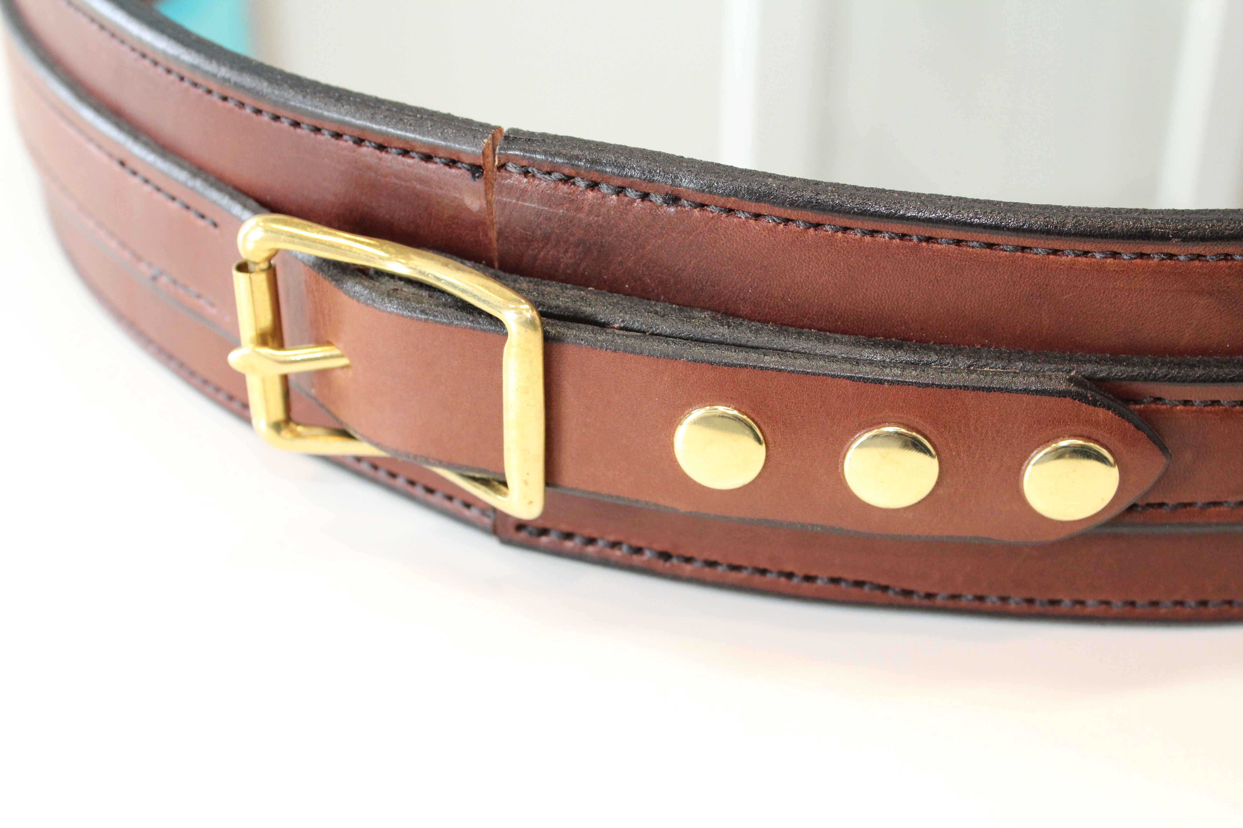 Custom Leather Strap Round Wall Mirror by Tennesee Handmade