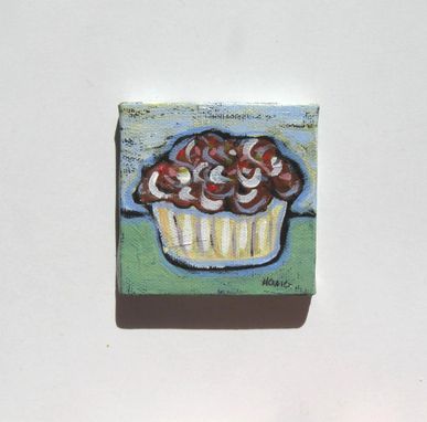 Custom Made Acrylic Cupcake Painting Original Still Life Mini Canvas With Easel