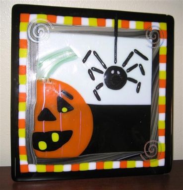 Custom Made Halloween Fused Glass Plate