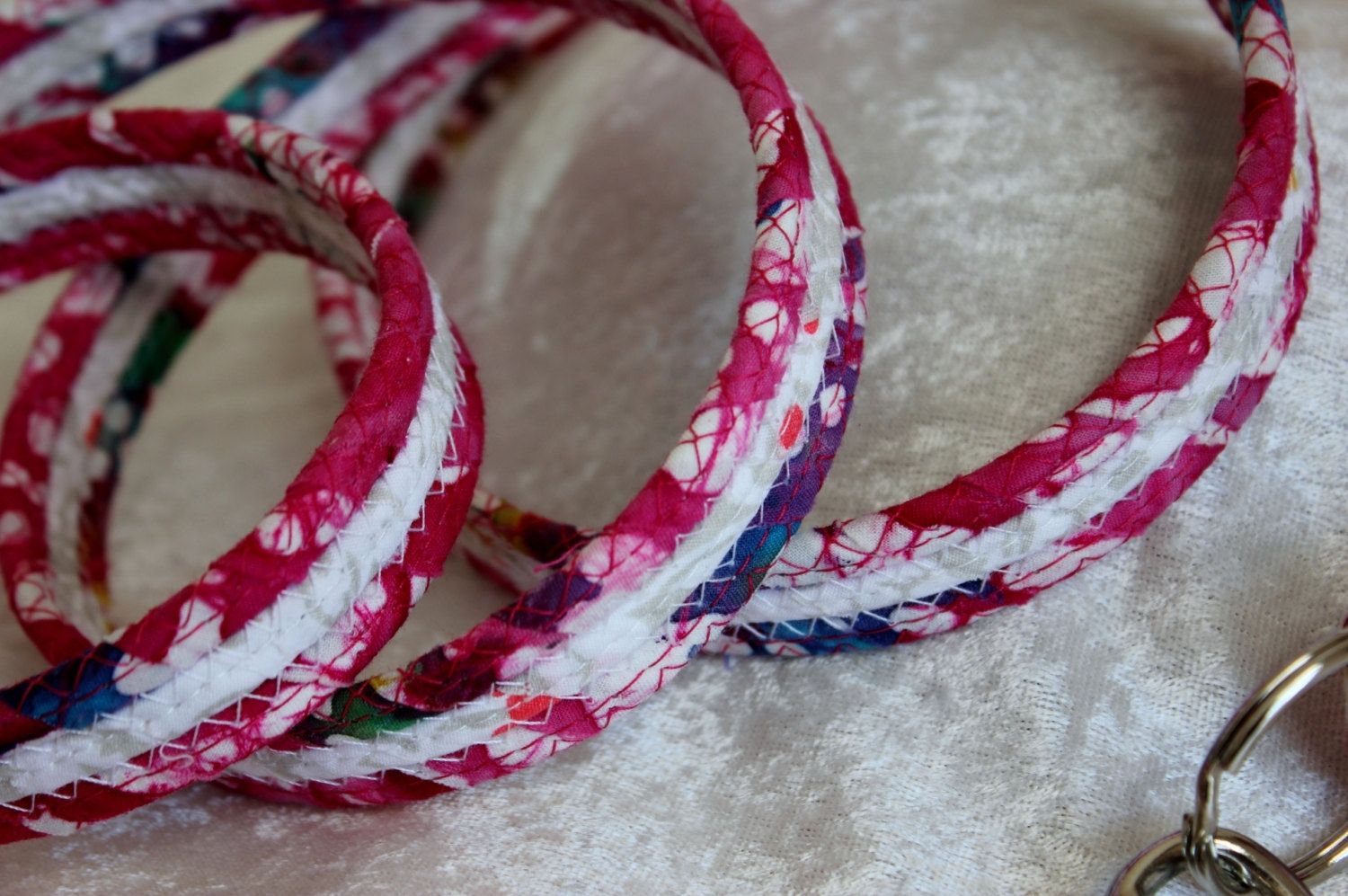 Hand Crafted Dog Leash. Fabric Wrapped Clothesline. Medium To Large Dog