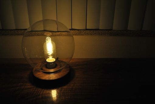 Custom Made Walnut Mood Lamp With Edison Bulb