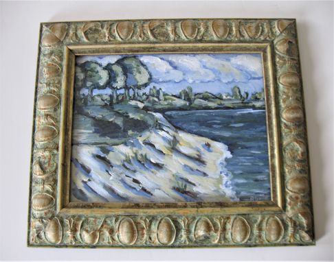 Custom Made Framed Original Acrylic Seascape Painting, 14" X 12"