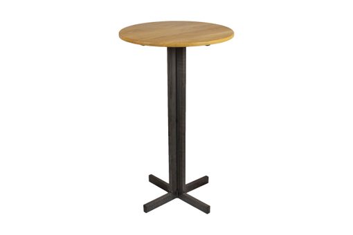 Custom Made White Oak Round Top Pedestal Bar Table