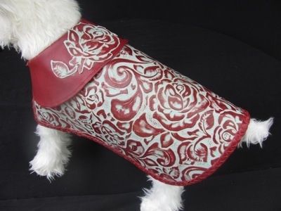 Custom Made Western Style "Tooled" Leather Roses Dog Coat