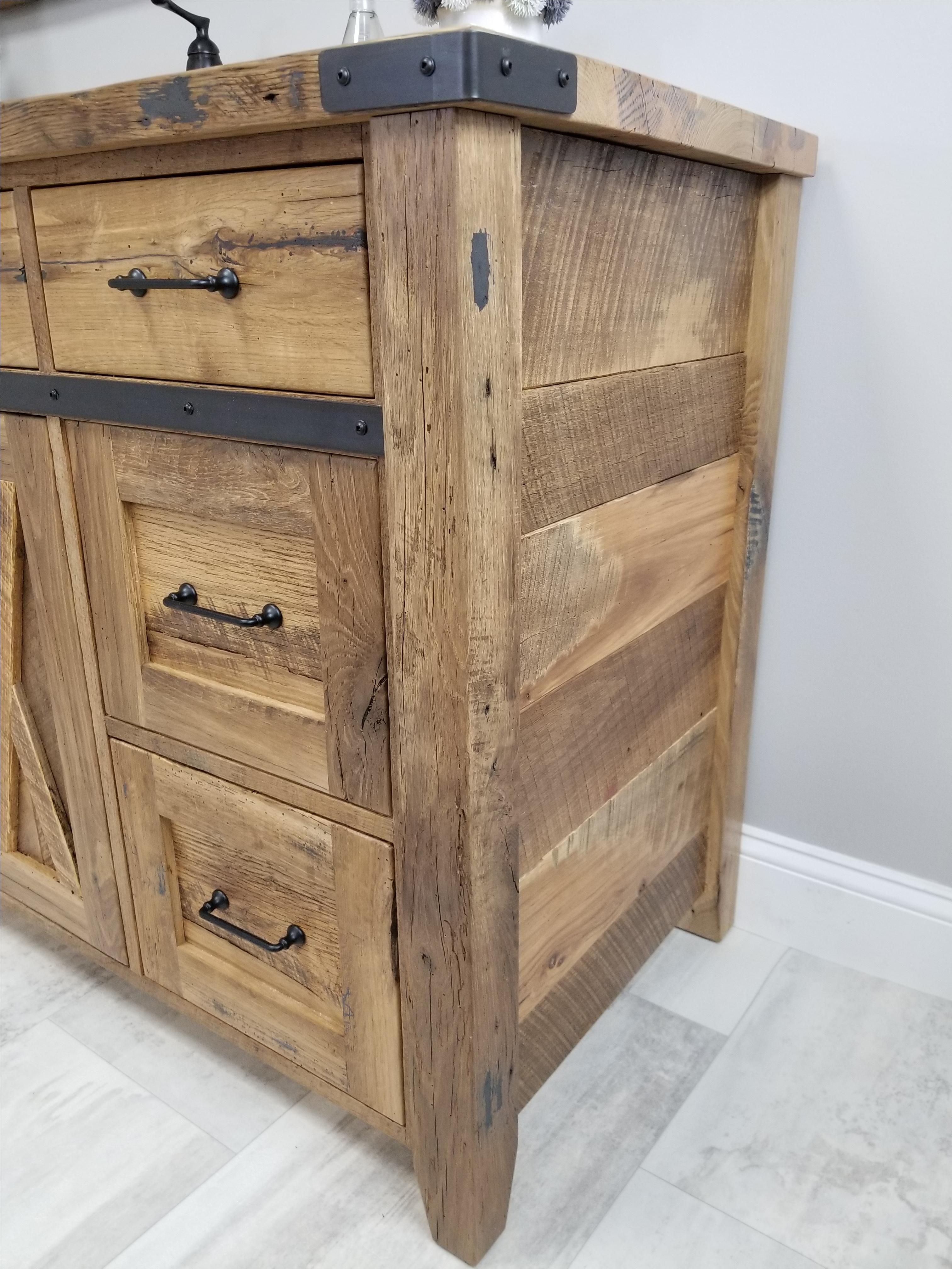 Buy Hand Made Reclaimed Barnwood Bathroom Vanity, made to order from