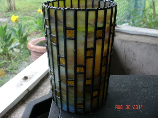 Custom Made Picture Window Vase Or Candle Holder In Stained Glass