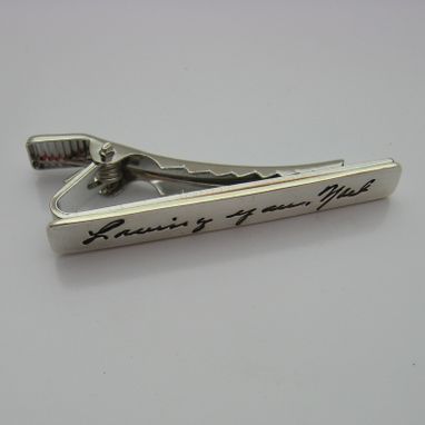 Custom Made Silver Tie Clip Or Scarf Clip With Your Handwriting
