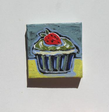 Custom Made Original Cupcake Acrylic Painting On A Mini Canvas