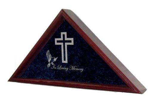 Custom Made Large Flag Display Case With Engraved Symbols Of Faith