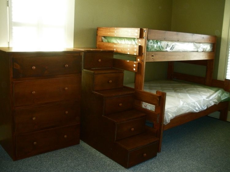 Twin Over Queen Bunk Bed Suite, Bunk Bed Dresser Stairs