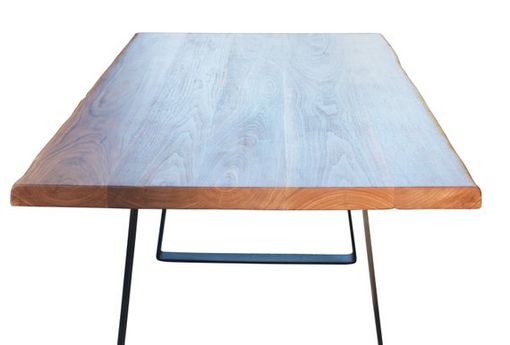 Custom Made The Chase Live Edge Walnut Dining Table With Modern Trapezoid Steel Legs