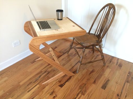 Custom Made Small Mid Century Modern Style Reclaimed Red Oak Cantilever Desk