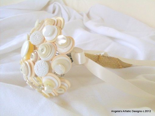Custom Made Vintage Cream Buttons Bridal Bouquet Set