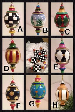 Custom Made Hand Painted Solid Wood Finial Ornaments
