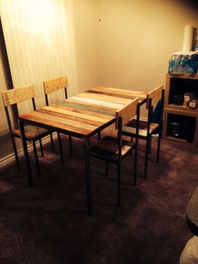 Custom Made Reclaimed Wood With Metal Frame Dining Room Set
