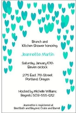 Custom Made Cool Raining Hearts Bridal Shower Invite