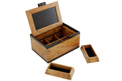 Custom Made Men's Valet & Watch Box | Solid Figured Cherry Trimmed In Wenge Accents