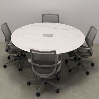 Custom Made Round Shape Custom Conference Table, Engineered Stone Top - Aurora Meeting Table