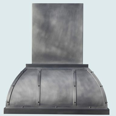 Custom Made Zinc Range Hood With Angled Stack & Zinc Straps