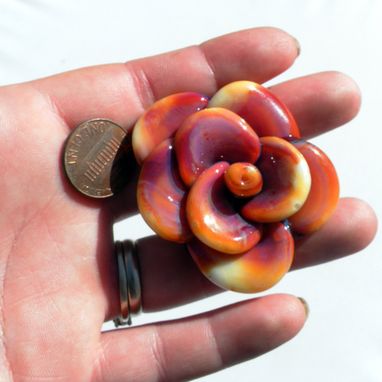 Custom Made Amber And Purple Long-Stemmed Glass Rose Ornament
