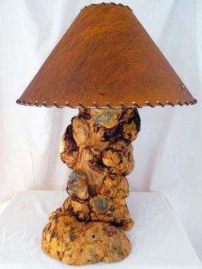 Custom Made Handmade Wooden Burl Pine Rustic Log Table Lamp Country Home Decor